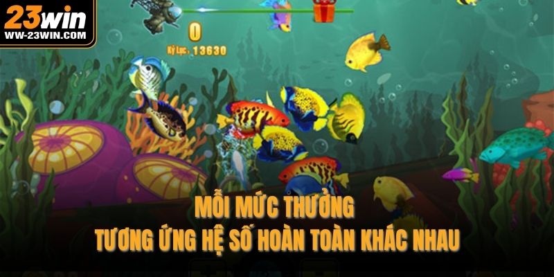 Mỗi mức thưởng tương ứng hệ số hoàn toàn khác nhau